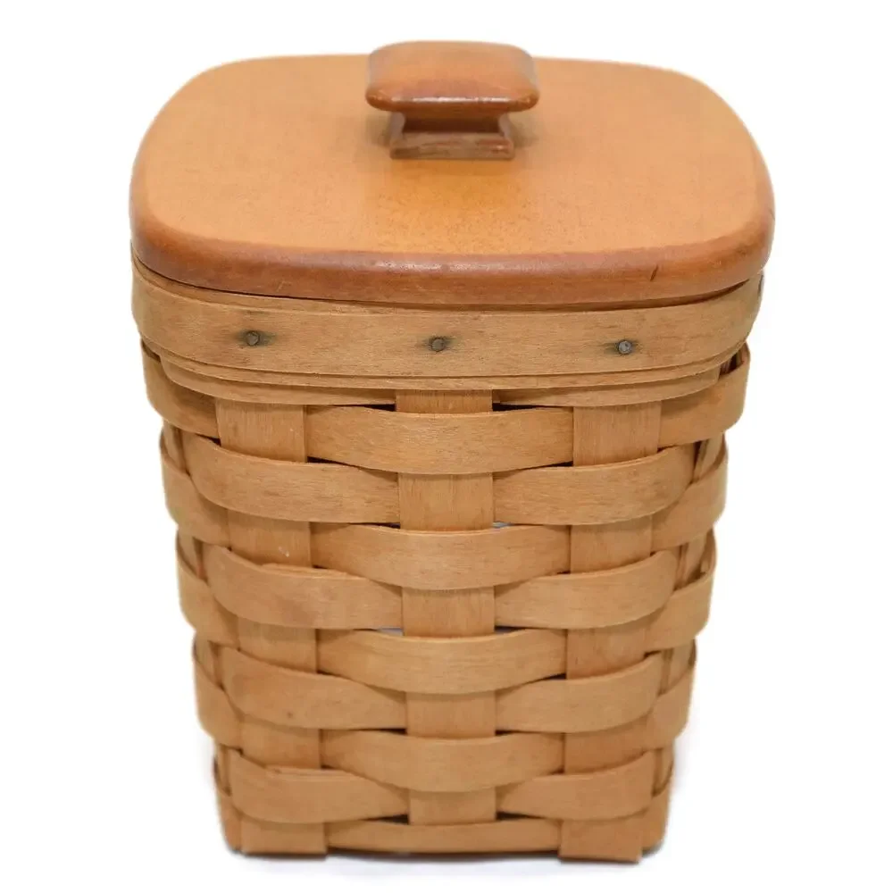 Longaberger 1996 Square Medium Spoon Basket With Lid